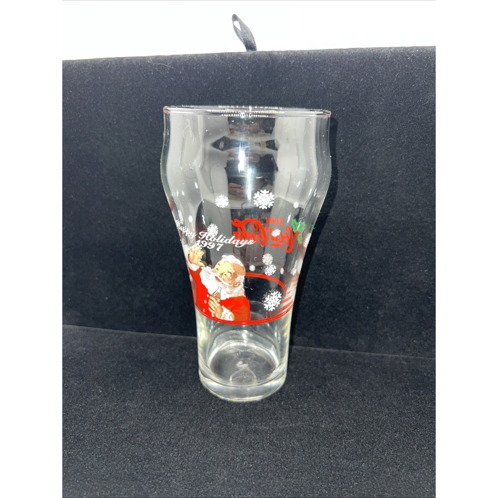 Coca Cola 1997 Christmas Happy Holidays Santa Clause Pint Glass Cup Soda EUC